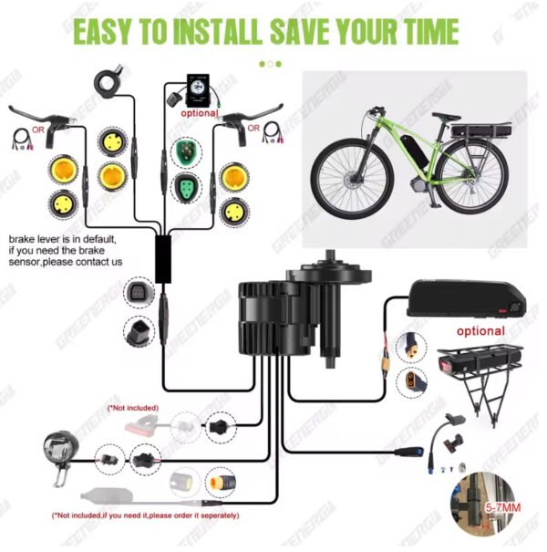 Complete Electric Bike (eBike) Conversion Kit Set Middle Drive (750W 48V Motor Kit )