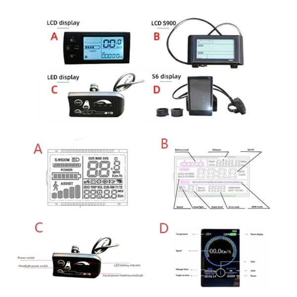 Waterproof Electric Bike Conversion Kit Front Wheel E-Bike Conversion Kit with Controller, PAS, LCD,Throttle PAS E-Bike