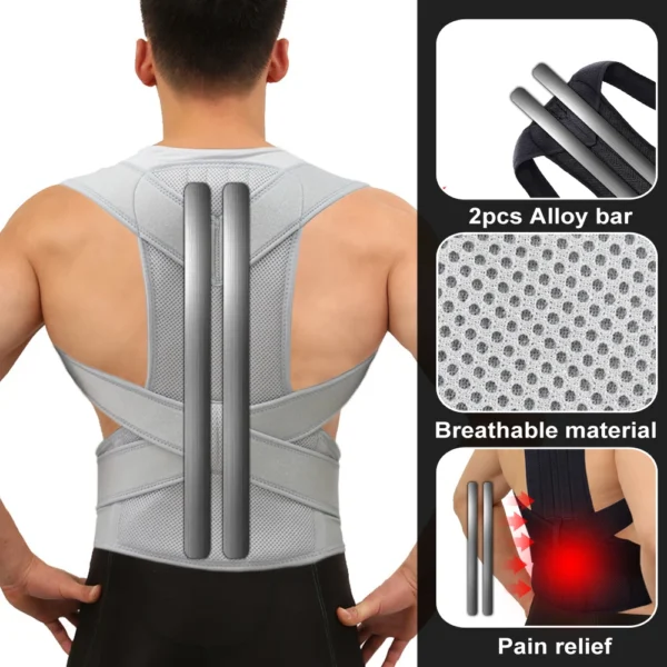 Adjustable Full Back Posture Corrector – Breathable Mesh Brace for Shoulder, Neck & Upper Back Pain Relief – Unisex Ergonomic Design