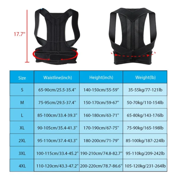 Adjustable Full Back Posture Corrector – Breathable Mesh Brace for Shoulder, Neck & Upper Back Pain Relief – Unisex Ergonomic Design