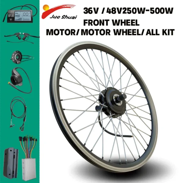 Waterproof Electric Bike Conversion Kit Front Wheel E-Bike Conversion Kit with Controller, PAS, LCD,Throttle PAS E-Bike