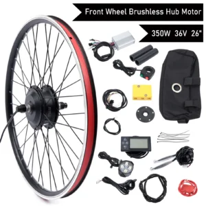 Electric Bike Conversion Kit Front Wheel Motor 350W | 36V Hub Motor 26" Bicycle LCD Display Controller | PAS Brake Lever