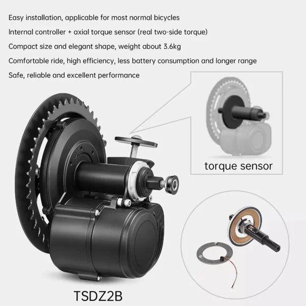 E-Bike Conversion Kit 52V 48V 36V 500W 750W Tongsheng TSDZ2B TSDZ2 Mid Drive Motor Electrical Cycle MTB Torque Sensor Engine